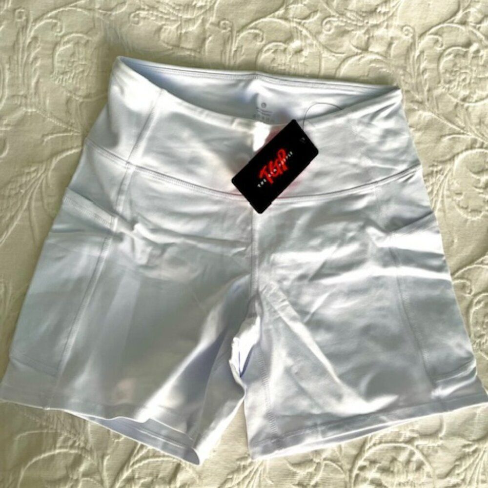 White High-Waist Women’s Athletic Shorts